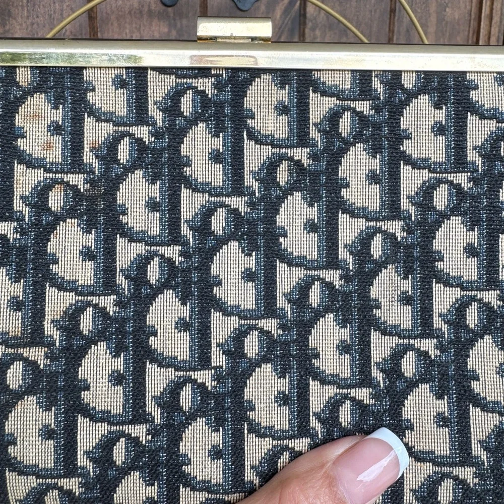 Vintage Dior Navy Blue Monogram Clutch - Picture 9 of 16